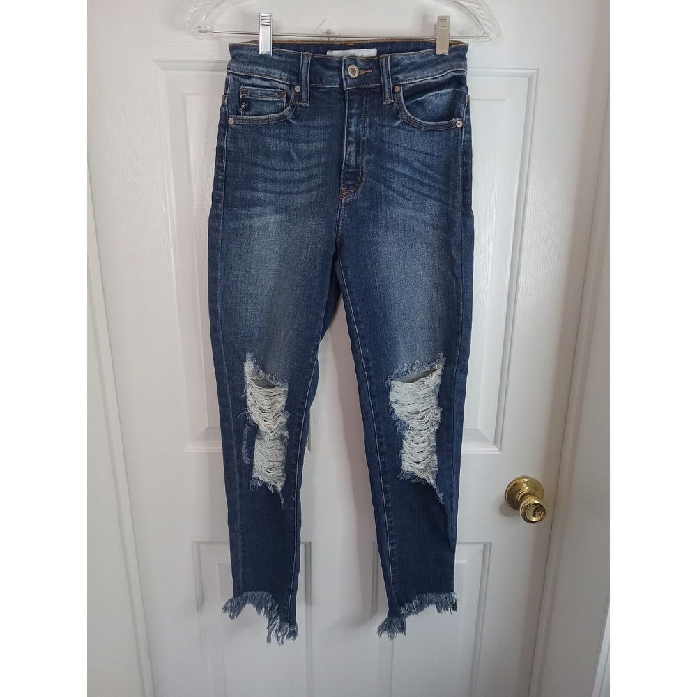 KanCan Jeans Women 5/ 26 Blue Estilo Denim Ankle Fringe Read